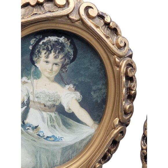 2 Antique Prints Master Simpson & Thomas Lawrence Miss Murray Boy w/Dog 6" Frame - Picture 10 of 15